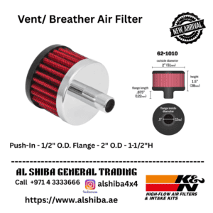 K&N Vent/ Breather Air Filter - Push-In - 1/2" O.D. Flange - 2" O.D - 1-1/2"H