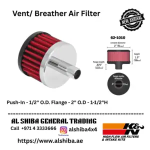 K&N Vent/ Breather Air Filter - Push-In - 1/2" O.D. Flange - 2" O.D - 1-1/2"H