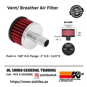 K&N Vent/ Breather Air Filter - Push-In - 5/8" O.D. Flange - 2" O.D - 1-1/2"H