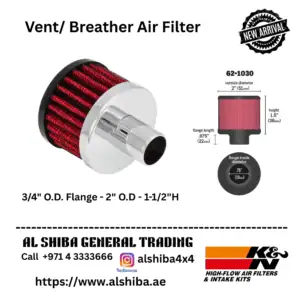 K&N Vent/ Breather Air Filter - Push-In - 3/4" O.D. Flange - 2" O.D - 1-1/2"H
