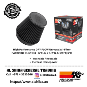 K&N Dry Flow Universal Air Filter - 6"FLG, 7-1/2"B, 5-1/4"T; 6"H (Black )