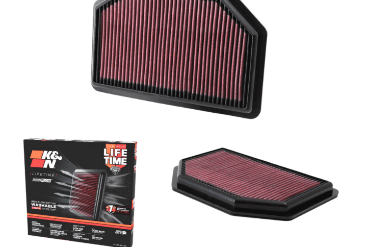 High-flow air filters and intake kits for vehicle performance enhancement.