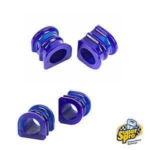 Blue polyurethane bushings set (4 pieces) for automotive suspension, branded Superpro.